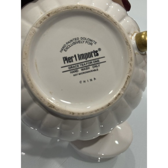 Pier 1 Imports Grace Tea For One White And Gold Trim Replace Teapot and Cup EUC - Picture 9 of 10
